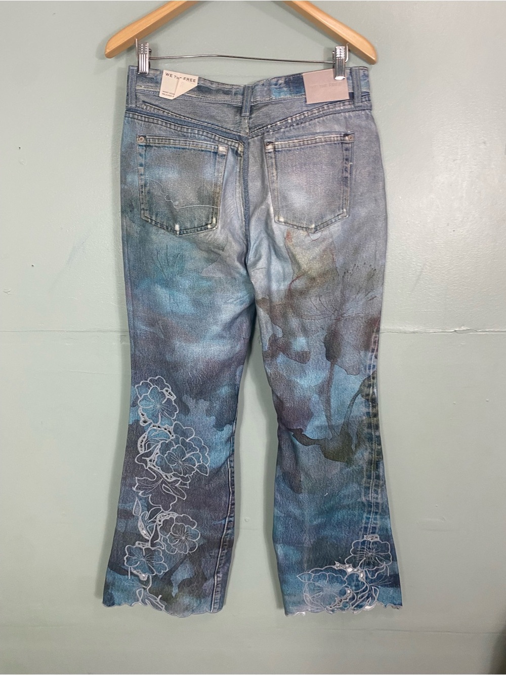 Blue Floral Embroidered Flare Jeans - Women's - Picture 7 of 9